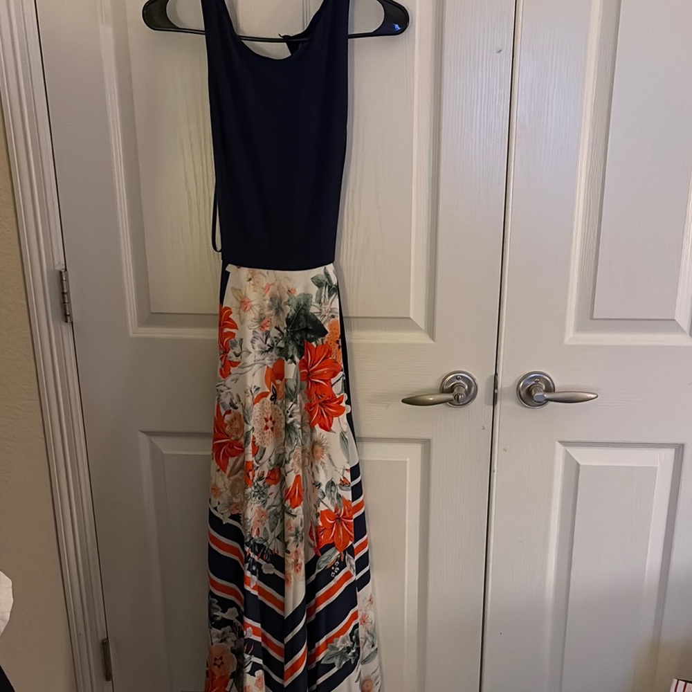 INC International Concepts Floral Maxi Dress with Navy Top